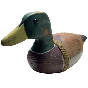 Painted Wooden Duck Hand Carved Vintage Mallard Decorative Collectible Decoys